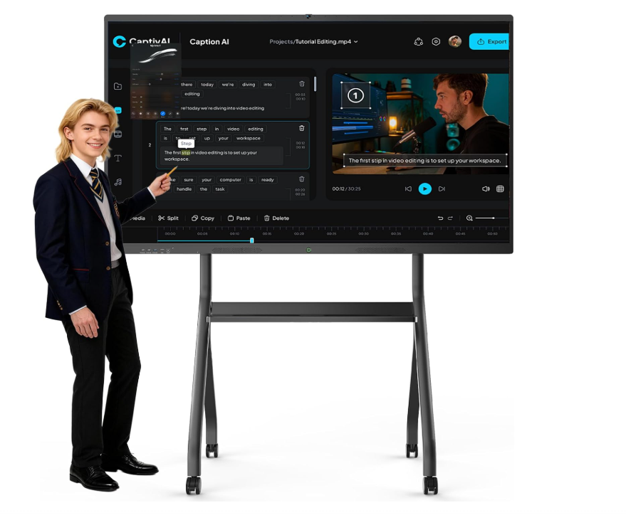 Cryonavis 4K UHD Interactive Touchscreen Smart Board, Android 14 Wireless Digital Whiteboard with Open App Ecosystem, Wall-Mounted Smartboard for Classroom Home Office Studio